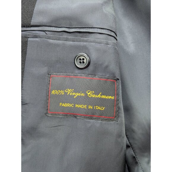 VTG Hart Schaffner Marx 100% Cashmere Blazer Mens 42L Two Button Office Black - Picture 12 of 13